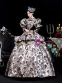 Brown High Neck Print Long Sleeve Rococo Dress