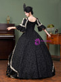 Black Ball Gown Short Sleeve Vintage Dress