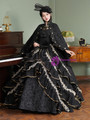 Black Ball Gown Short Sleeve Vintage Dress
