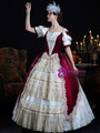 Burgundy Satin Lace Short Sleeve Vintage Dress