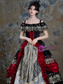Vintage Black Red Lace Straps Vintage Dress