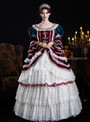 Burgundy Satin Long Sleeve Victorian Rococo Dress
