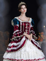Burgundy Satin Long Sleeve Victorian Rococo Dress