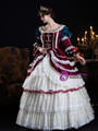 Burgundy Satin Long Sleeve Victorian Rococo Dress
