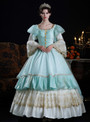Blue Long Sleeve Lace Baroque Vintage Dress