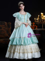 Blue Long Sleeve Lace Baroque Vintage Dress