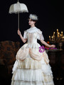 Champagne Satin Lace Vintage Rococo Dress
