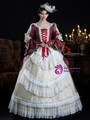 Burgundy Long Sleeve Lace Rococo Vintage Dress