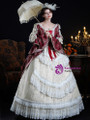 Burgundy Long Sleeve Lace Rococo Vintage Dress