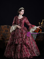 Burgundy Long Sleeve Lace Vintage Dress