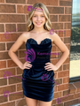 Navy Blue Velvet Straps Pleats Homecoming Dress