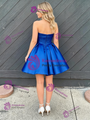 Royal Blue Satin Strapless Beading Homecoming Dress