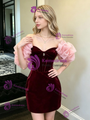 Burgundy Velvet Off the Shoulder Homecoming Dress