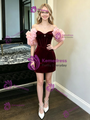 Burgundy Velvet Off the Shoulder Homecoming Dress