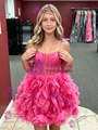 Fuchsia Tulle Spaghetti Straps Homecoming Dress