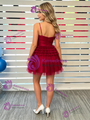 Burgundy Tulle Tiers Homecoming Dress