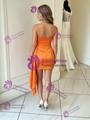 Orange Satin Strapless Homecoming Dress