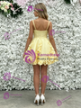 Yellow Tulle Straps Appliques Homecoming Dress