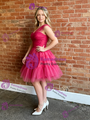Fuchsia Tulle One Shoulder Pleats Homecoming Dress