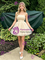 Champagne Tulle Spaghetti Straps Pleats Homecoming Dress