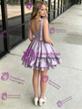 Purple Satin Straps Homecoming Dress