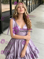 Purple Satin Straps Homecoming Dress