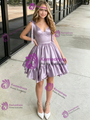 Purple Satin Straps Homecoming Dress
