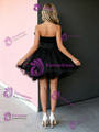 Black Tulle Strapless Beading Homecoming Dress