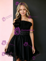 Black Tulle Strapless Beading Homecoming Dress