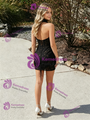 Black Lace Halter Homecoming Dress