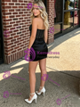 Black Strapless Pleats Homecoming Dress