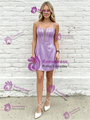 Purple Sequins Spaghetti Straps Homecoming Dress