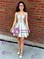 Silver Straps Bow Homecoming Dress