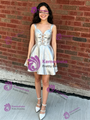 Silver Straps Bow Homecoming Dress