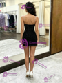 Black Sequins Spaghetti Straps Homecoming Dress