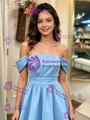 Blue Off the Shoulder Homecoming Dress