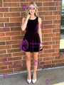 Purple Velvet Scoop Neck Homecoming Dress