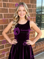 Purple Velvet Scoop Neck Homecoming Dress