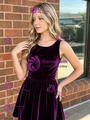 Purple Velvet Scoop Neck Homecoming Dress
