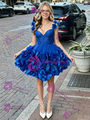 Royal Blue Straps Flower Homecoming Dress