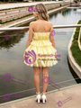 Yellow Tulle Strapless Tiers Homecoming Dress