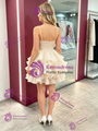 Champagne Tulle Spaghetti Straps Homecoming Dress