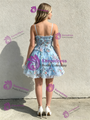 Blue Tule Spaghetti Sraps Print Homecoming Dress