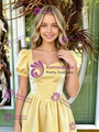 Yellow Velvet Short Sleeve Homecoming Dress
