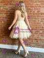 Champagne Tulle Straps Homecoming Dress