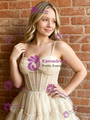 Champagne Tulle Straps Homecoming Dress