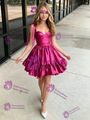 Simple Fuchsia Straps Homecoming Dress