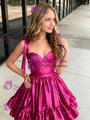 Simple Fuchsia Straps Homecoming Dress