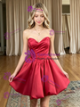 Red Satin Strapless Homecoming Dress