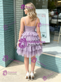 Purple Tulle Straps Tiers Homecoming Dress
